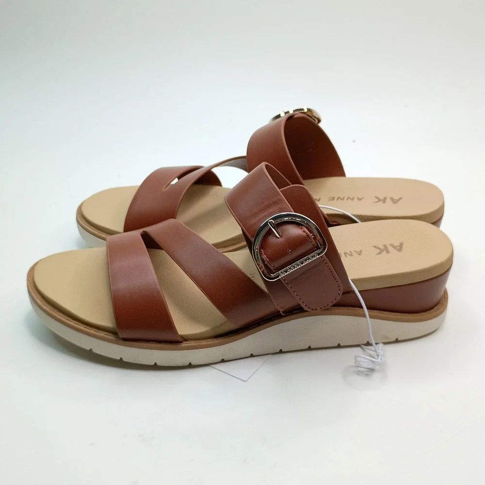 Anne Klein Aklalasa Wedge Sandal Women Size 6 Cognac Brown iflex AKLALASA-C
